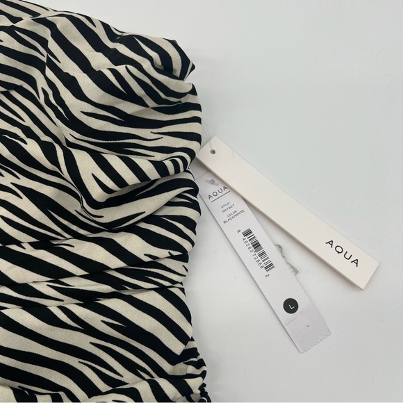 Aqua Zebra Print Ruched Halter Dress – Size L – NWT - Picture 5 of 11